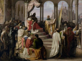 Prins Vladimir väljer en religion år 988. (En religiös tvist i den ryska domstolen)